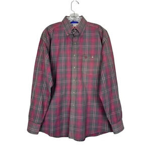 Wrangler Vintage Cowboy Cut George Strait Button Shirt L Red Plaid Long Sleeve